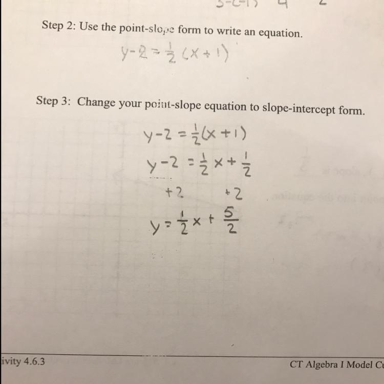 Is step 3 correct or would I change 5/2 into a decimal?-example-1