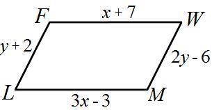 FWML is a parallelogram. Find the values of x and y. Solve for the value of z, if-example-1