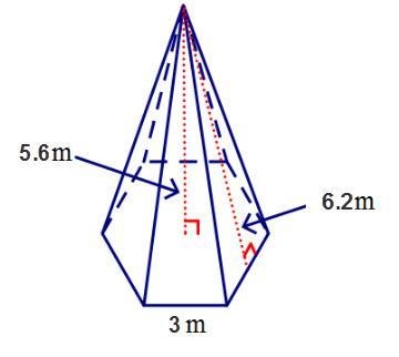 Find the surface area of the regular hexagonal pyramid. Round your answer to the nearest-example-1