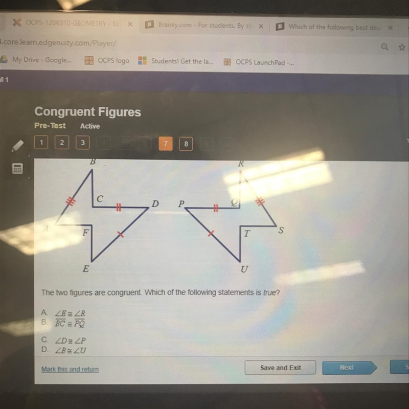 Two figures are congruent . Which of the following is true?-example-1