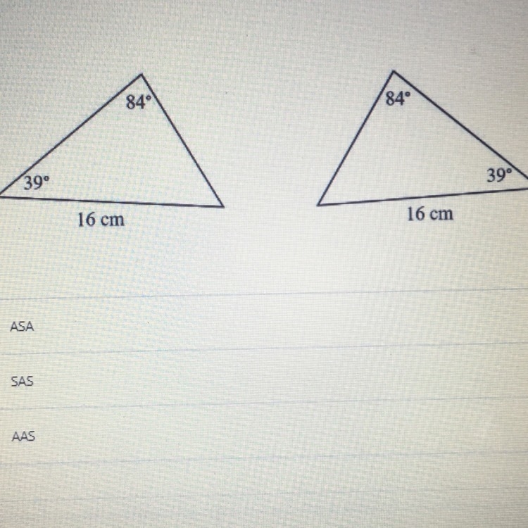 Consider the two triangles shown. Which of the triangle congruence theorems could-example-1