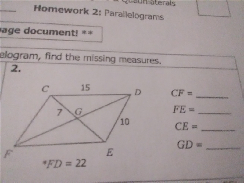 If each quadrilateral is a parallelogram,find the missing measures.-example-1