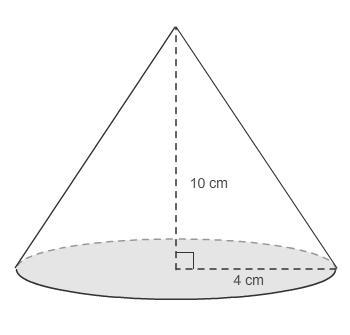 PLEASE HELP ASAP!!! What is the exact volume of the cone? 40π cm³ 803π cm³ 1603π cm-example-1