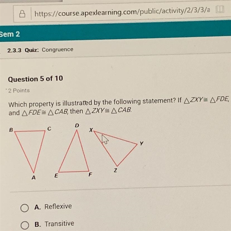 Which property is illustrated by the following statement? If zxy=fde-example-1