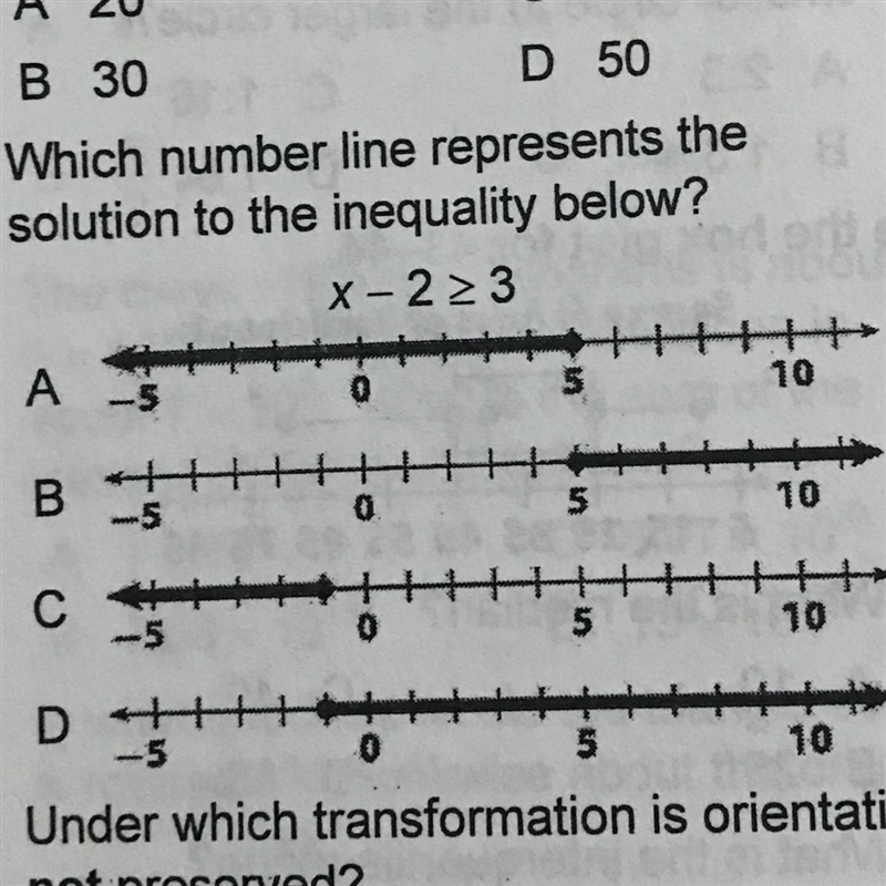 What number line represents the solution to the inequality below HELP ITS DUE TOMORROW-example-1