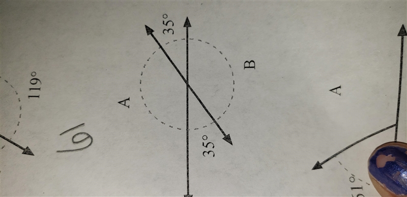 Find the value of angle "A" and angle "B".-example-1