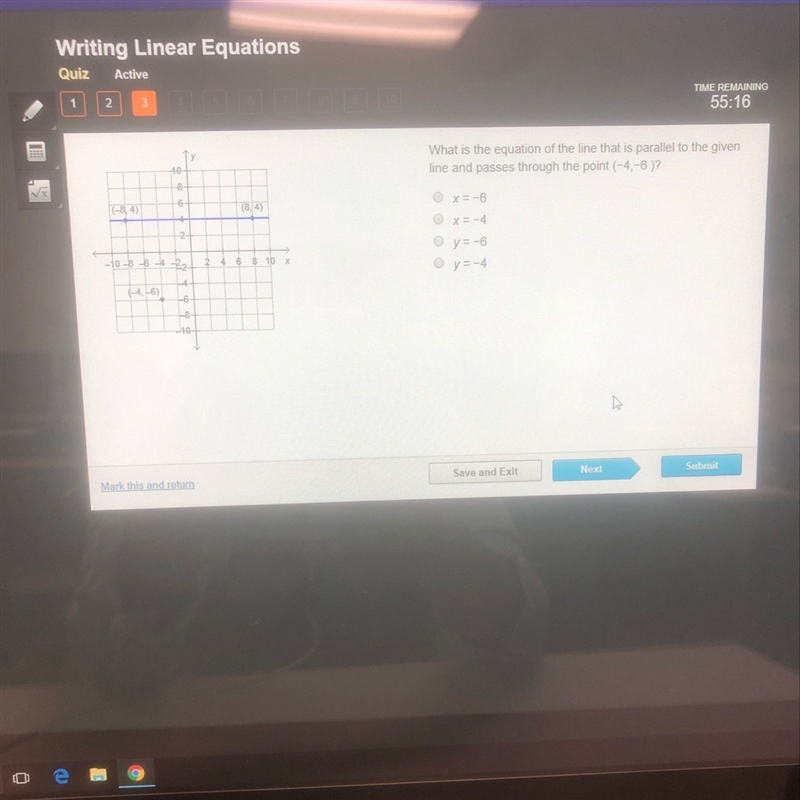 What is it the equation of the line that is parallel to the given line and passes-example-1