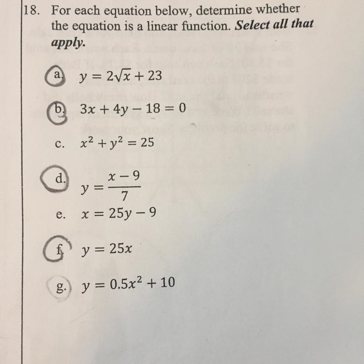 -. For each equation below, determine whether the equation is a linear function. Select-example-1