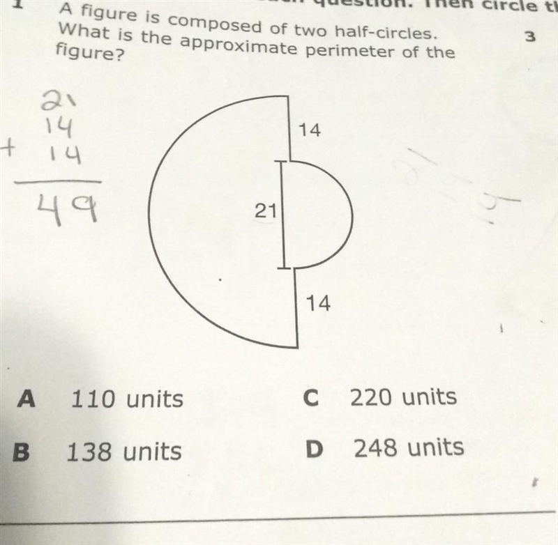 A figure is composed of two half-circles. What is the approximate perimeter of the-example-1