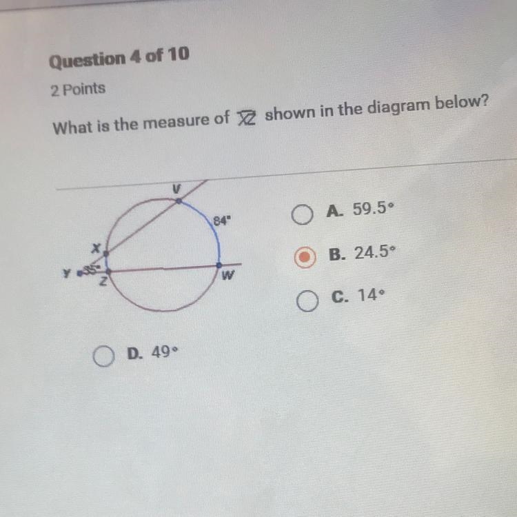 What is the measure of XZ shown in the diagram below?-example-1