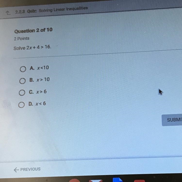 Solve 2x + 4 > 16. NEED ANSWER ASAP-example-1