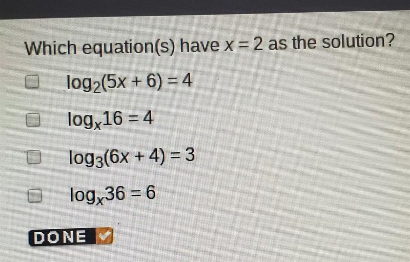 Which equation(s) have x=2 as the solution. ​-example-1