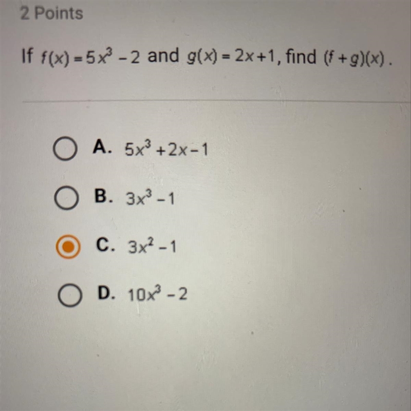 If f(x)=5x3 and g(x) = 2x+1 find (f+g)(x). Help please-example-1