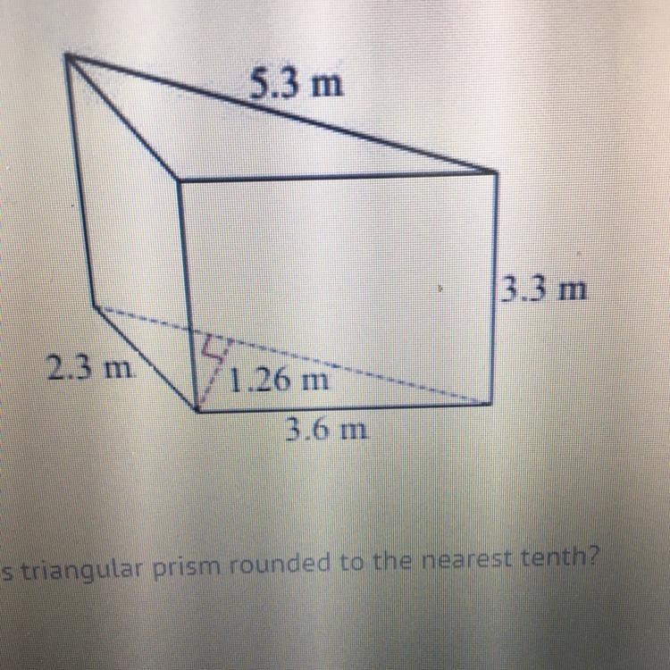 What is the surface area of this triangular prism rounded to the nearest tenth?-example-1