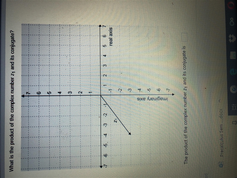 What is the product of the complex number z1 and it’s conjugate? PLEASE HELP GRAPH-example-1