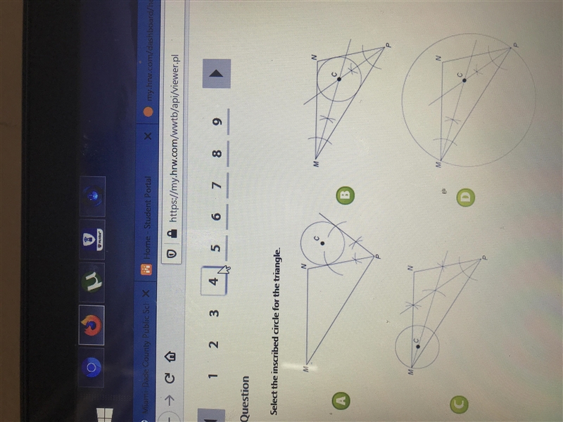 Select the inscribed circle for the triangle-example-1