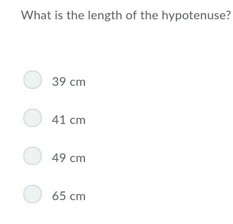 The length of one leg of a right triangle is 9cm and 40cm what is the length of the-example-1