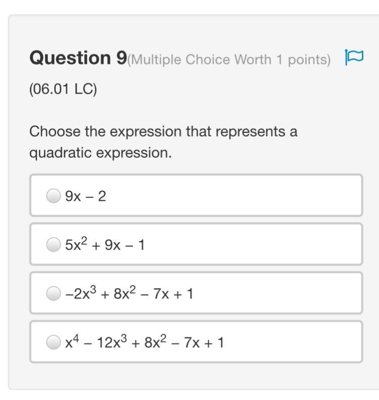 Choose the expression that represents a cubic expression. 19x4 + 18x3 − 16x2 − 12x-example-3