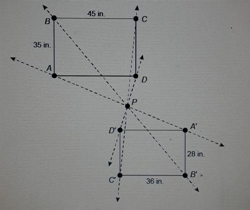 Rectangle A'B'C'D' is the image of rectangle ABCD after a dilation centered at point-example-1