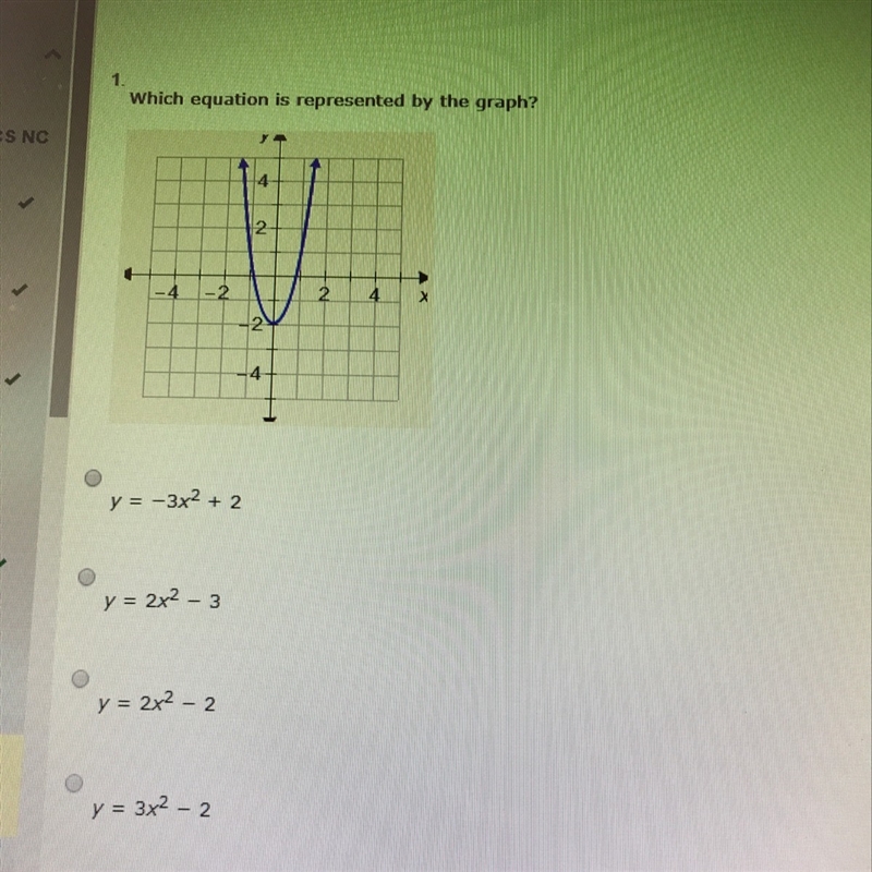 Which equation is represented by the graph-example-1