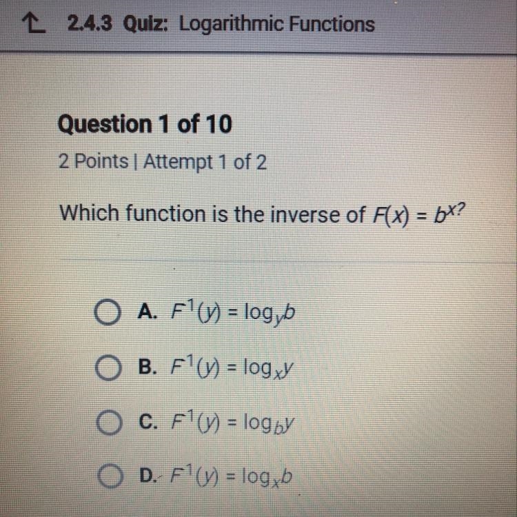 Which function is the inverse of f(x) =b^x-example-1