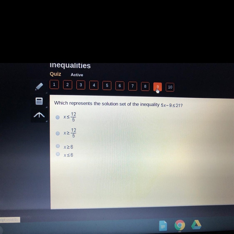 Which represents the solution set of an any quality 5X-9 greater than 21-example-1