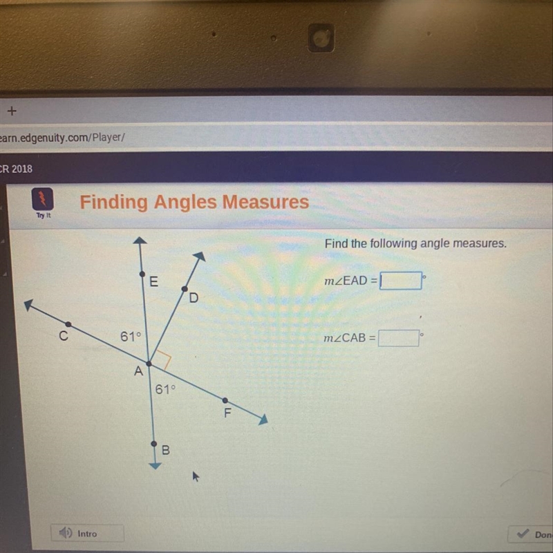 Find the following angle measures of angle EAD and angle CAB-example-1