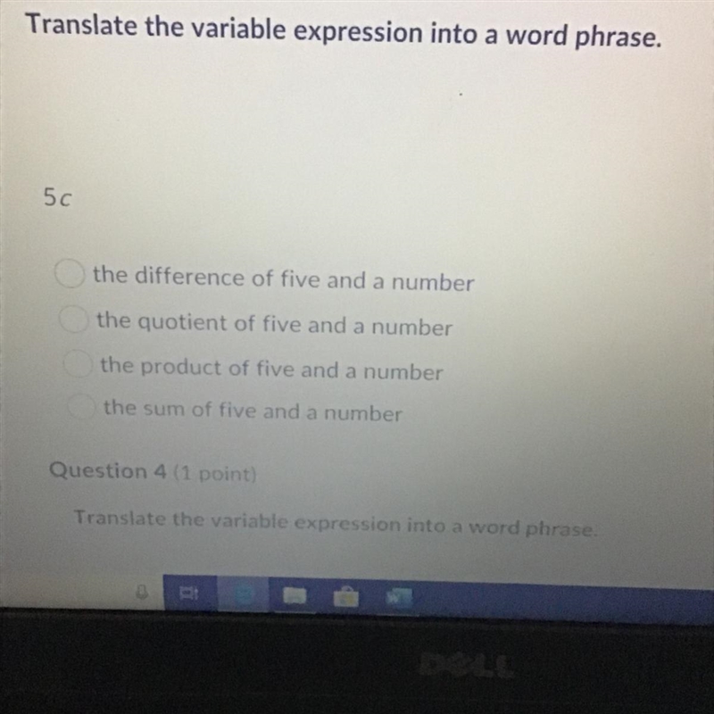 Translate the verbal expression into a word phrase 5c-example-1