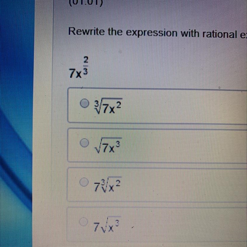 Rewrite the expression with rational exponents as a radical expression.-example-1