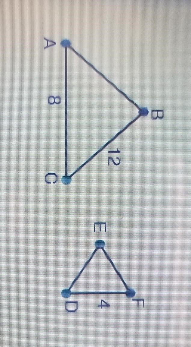 The two triangles below are similar. What is the similarity ratio of ∆ABC to ∆DEF-example-1