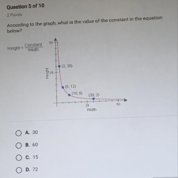 According to the graph, what is the value of the constant in the equation below?-example-1