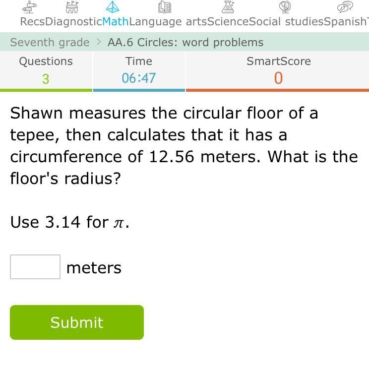 I need help with what to formula to use for radius-example-1