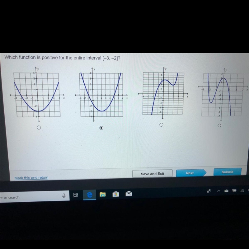 Which function is positive for the entire interval (-3, -2]?-example-1