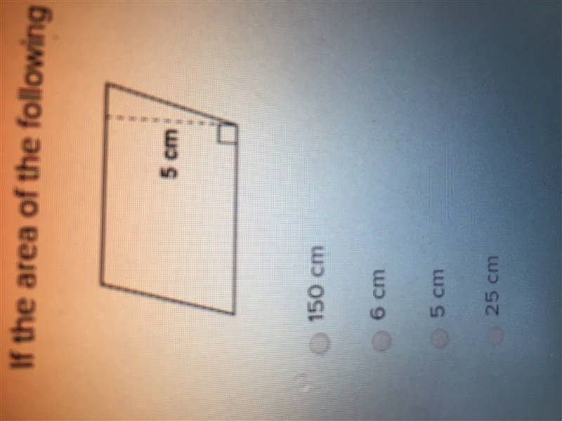 If the area of the following parallelogram is 30 square centimeters, what is the length-example-1