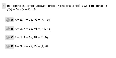 Determine the amplitude (A), period (P), and phase shift (PS) of the function f(x-example-1