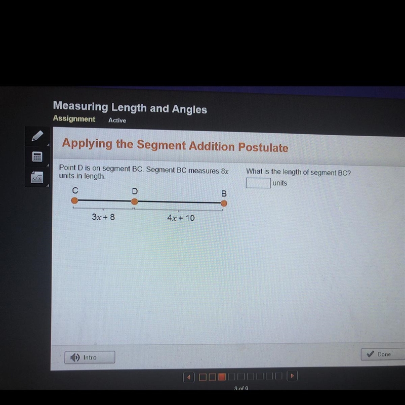 What is the length of segment BC. ( ) units-example-1