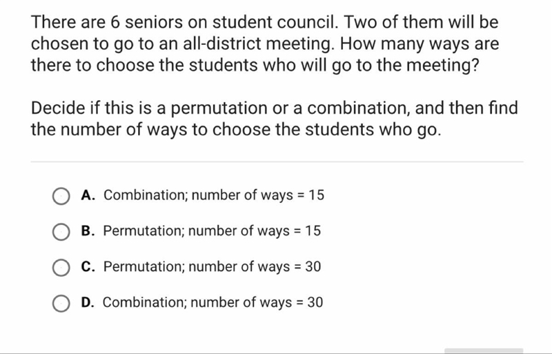 Decide if this is a permutation or combination-example-1