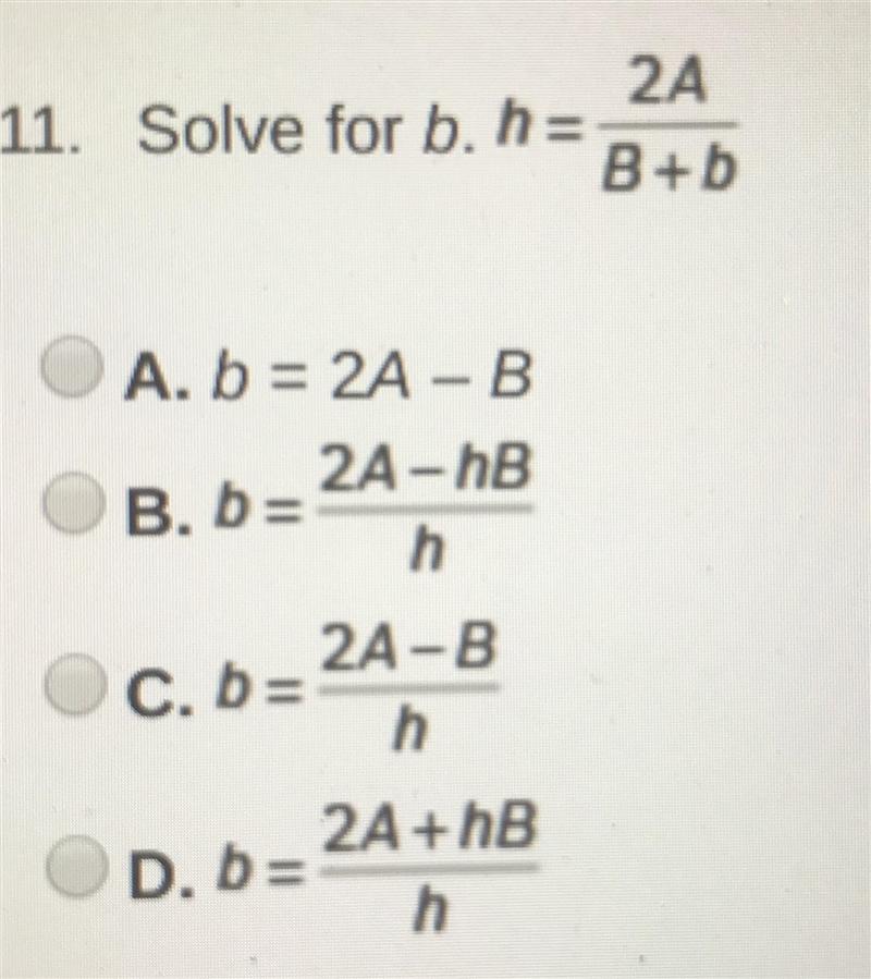 Please solve for b and select the correct answer from below.-example-1