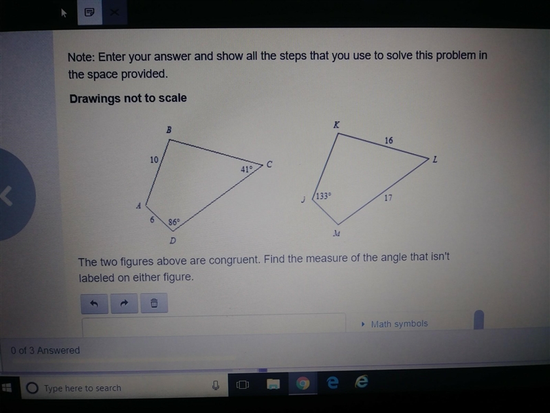 The two figures above are congruent find the measure of the angle that isn't labeled-example-1