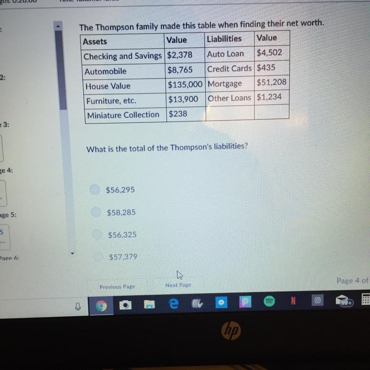 What is the total of the Thompson’s liabilities? NEED HELP ASAP NO ROCKY-example-1