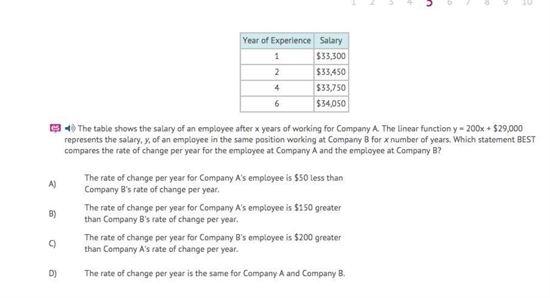 The table shows the salary of an employee after x years of working for Company A. The-example-1