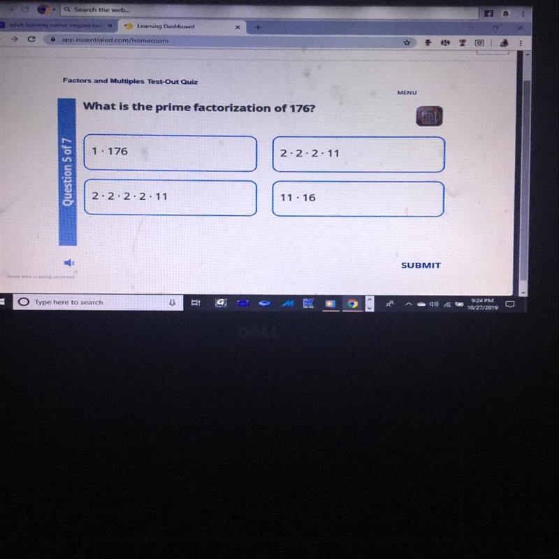 What is The prime factorization of 176-example-1