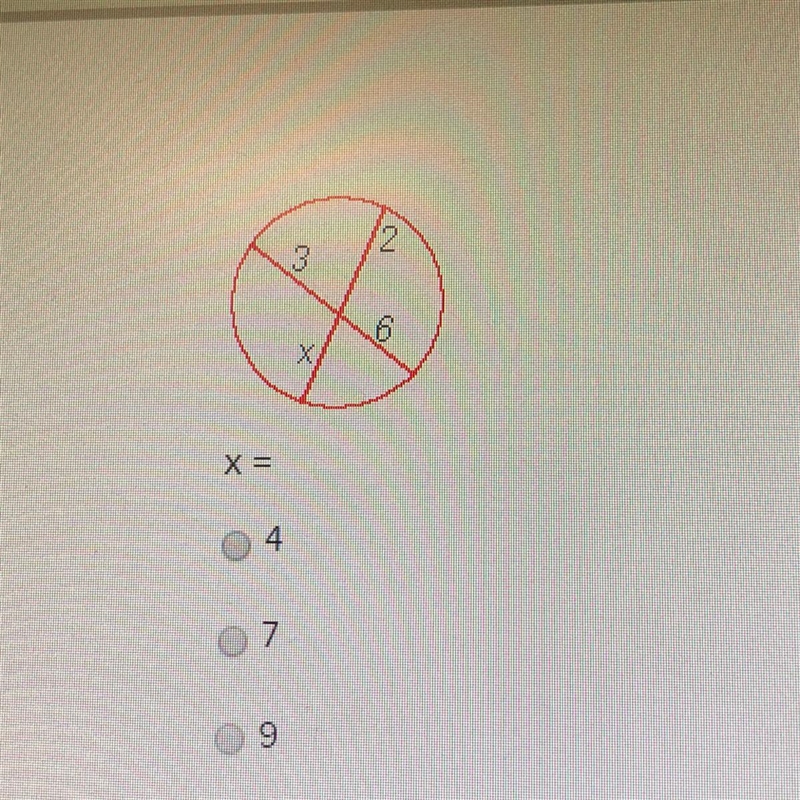 X = 1. 4 2. 7 3. 9 (Special Segments)-example-1