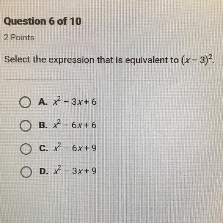 Select the expression that is equivalent to (x-3)^2-example-1