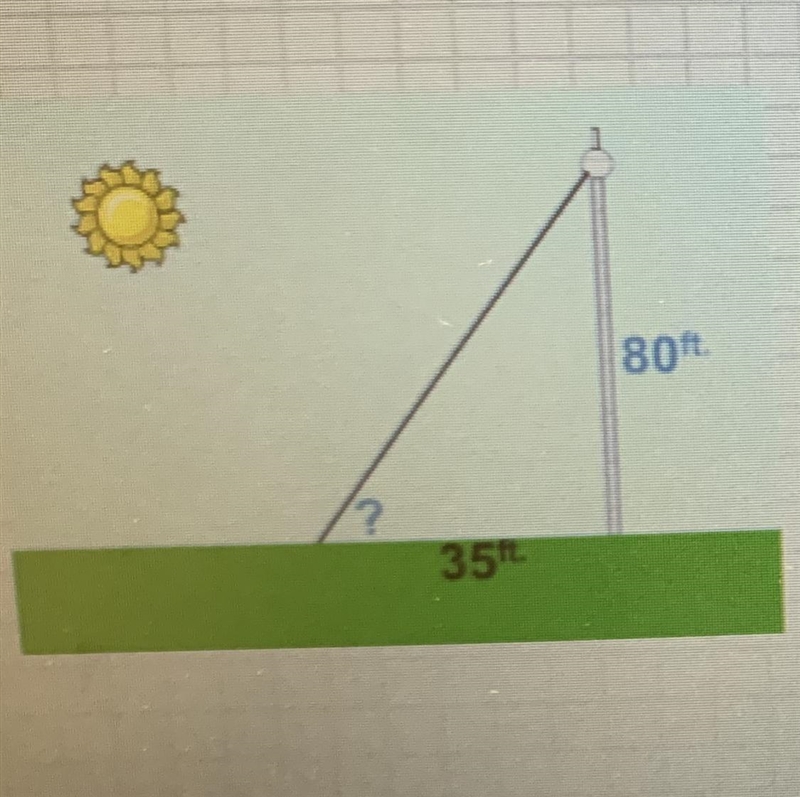 A cable is attached to the top of an 80' pole and to a stake in ground 35' from the-example-1