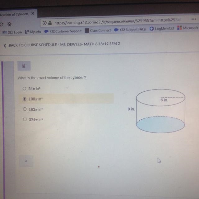 What is the exact volume of the cylinder-example-1