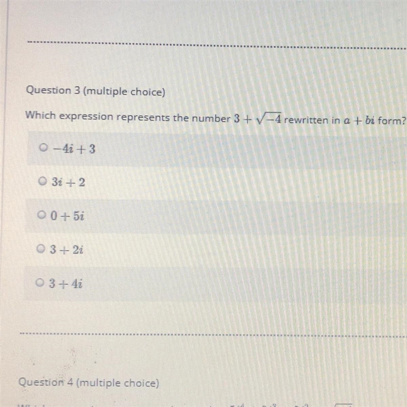 Which expression represents the number rewritten in a + bi form?-example-1