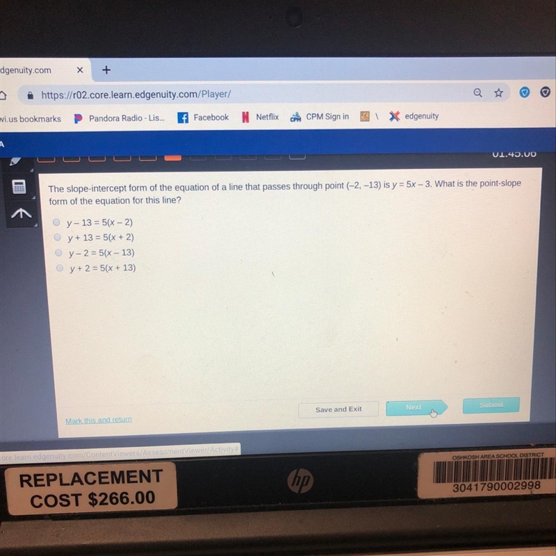 The slop-intercept form of the equation of a line that passes through points (-2,-13) is-example-1