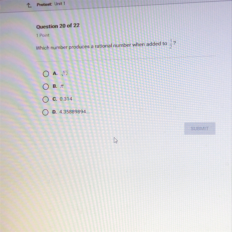 Which number produces a rational number when added to 1/2-example-1