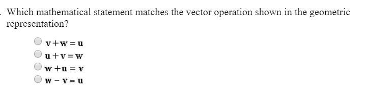 Which mathematical statement matches the vector operation shown in the geometric representation-example-2